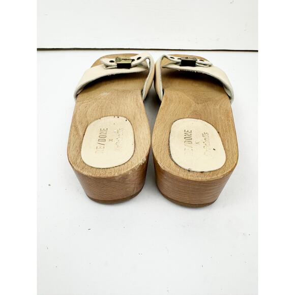 RE/DONE DR. SCHOLL'S IVORY LEATHER CLOGS - Picture 3 of 6